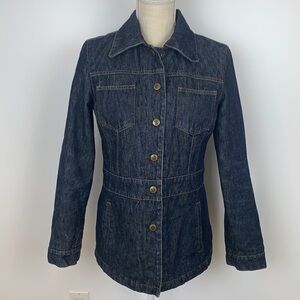Nine‎ West Gold Quilt Lined Denim Jean Jacket